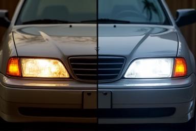 Before and after headlight restoration